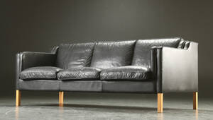 Stouby. Tre-pers. sofa, sort læder, model Eva