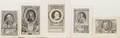 15 miniaturekobberstik af franske forfattere m.m. 1700-tallet
