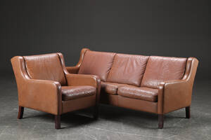 Tre-pers. sofa samt lænestol, læder, dansk møbelproducent 2