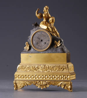 Louis Phillippe kaminur af delvis forgyldt bronze