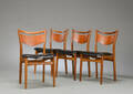 Møbelproducent. Fire stole af teak og egetræ, læder 4