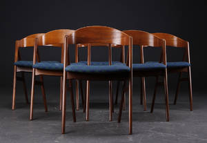 Dansk møbelproducent. Seks stole, teak. 6
