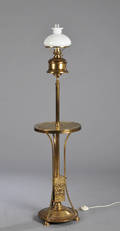 Petroleums standerlampe af messing