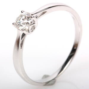 Solitairering, 14 kt hvidguld, ca. 0.32 ct.