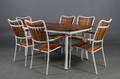 Daneline Havemøbler. Havebord samt seks armstole, teak 7 