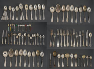 Samling diverse sølvbestik