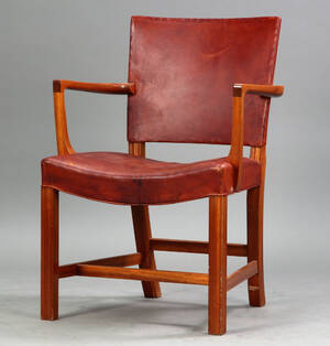Kaare Klint. Armstol, Den røde stol mahogni. 