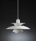 Poul Henningsen. PH5 pendel blank hvidlakeret metal, jubilæumsmodel