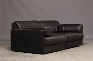 De Sede to-pers sort læder, modul sofa 