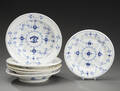 Royal Copenhagen, Kgl. Porcelæn, Musselmalet, riflet, 6 tallerkner 6