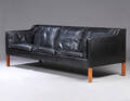 Børge Mogensen trepersoners sofa model 2213, sort læder 