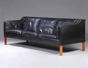 Børge Mogensen trepersoners sofa model 2213, sort læder