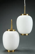Bent Karlby. Par Kina pendler, opalglas og messing, lille model 2 