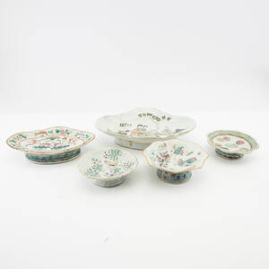 Parti 5 delar porslin Kina, sen Qingdynasti1900-tal.