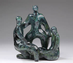 Ubekendt kunstner. Figurgruppe af glaseret keramik