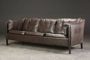 Tre-pers. sofa, læder, dansk møbelproducent