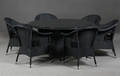 Havemøbler. Rundt havebord samt seks armstole, sort polyrattan 7