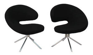 Par loungestole med drejestel og uldstof 2