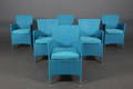 Havemøbler. Seks havestole, lys blå polyrattan, aluminium stel. 6