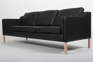Stouby. 3,5 pers. Sofa, model Eva, sort læder