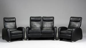 Cellini sofa samt lænestole i sort skind 3