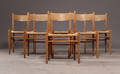 Hans J. Wegner. Sæt på seks spisestole, egetræ, model CH 36 6