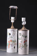 To kinesiske bordlamper af porcelæn, 1900-tallet 2
