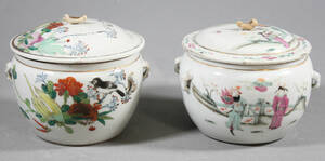 Karotter med lock, ett par, porslin, Kina, 17001800-tal 2