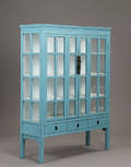 Vitrineskab, blå antikbemaling