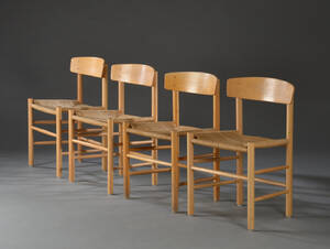 Børge Mogensen. Sæt på fire Folkestolen stole  shakerstole, bøg. 4 Denne vare er sat til omsalg under nyt varenummer 4898523