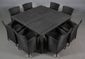 Havemøbler. Havebord samt otte armstole, sort polyrattan