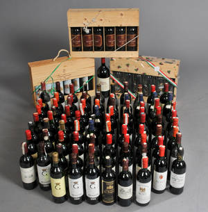 Vinsamling af primært Bordeaux rødvine 105.