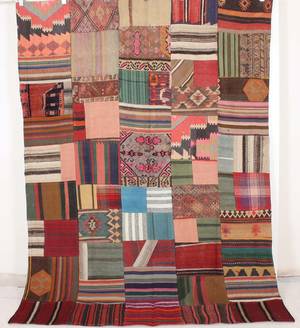 Orientmatta, flatvävd, Patchwork, 272x203 cm