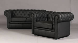 To-pers. chesterfield sofa samt hvilestol 2