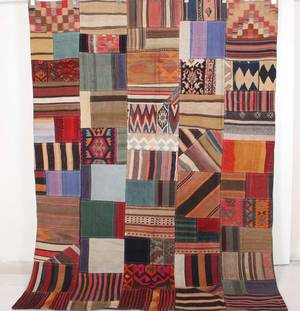 Orientmatta, flatvävd, Patchwork, 269x201 cm