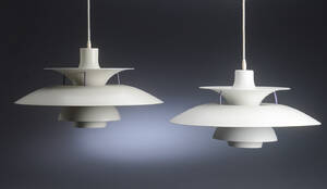 Poul Henningsen. Par PH5 pendler, hvid 2