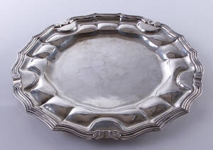 Rundt, fliget fad, sterlingsølv. Mexico