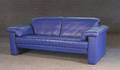 Rolf Benz Sofa, Lederbezug, kornblumenblau, 2-Sitzer