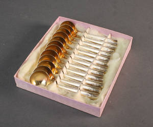 Tolv skeer, guldbelagt laf 12