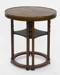 Tisch  Beistelltisch, Jugendstil, Holz und Messingblech