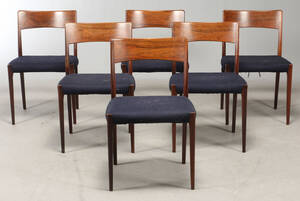 Hornslet møbelfabrik. Sæt på seks stole af palisander 6.