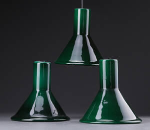 Holmegaard. Tre PT pendler af grønt glas 3 
