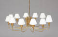 Loftslampe messing med skærme