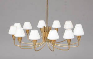 Loftslampe messing med skærme