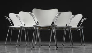 Arne Jacobsen. Seks armstole model 3207 6  Denne vare er sat til omsalg under nyt varenummer 4596511