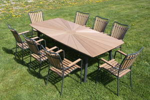 Daneline Havemøbler. Havebord samt otte armstole, artwood. 9