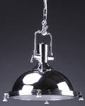 Pendel, krom, industrielt design.