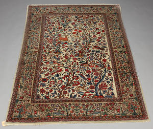 Persisk  figuraltæppe med silke 210 x 130