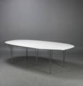 Hein  Mathsson, superellipsbord, vitt med aluminiumkant