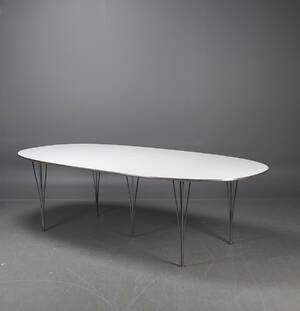 Hein Mathsson, superellipsbord, vitt med aluminiumkant